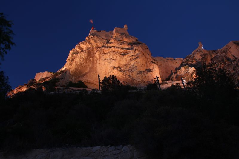 Santa Barbara Castle by night